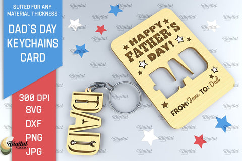 Dads Day Keychains Cards SVG Bundle. Greeting Cards Laser Cut SVG Evgenyia Guschina 