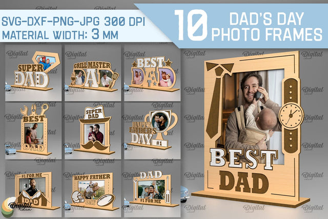 Dads Day Photo Frame SVG Bundle. Photo Frame Laser Cut SVG Evgenyia Guschina 