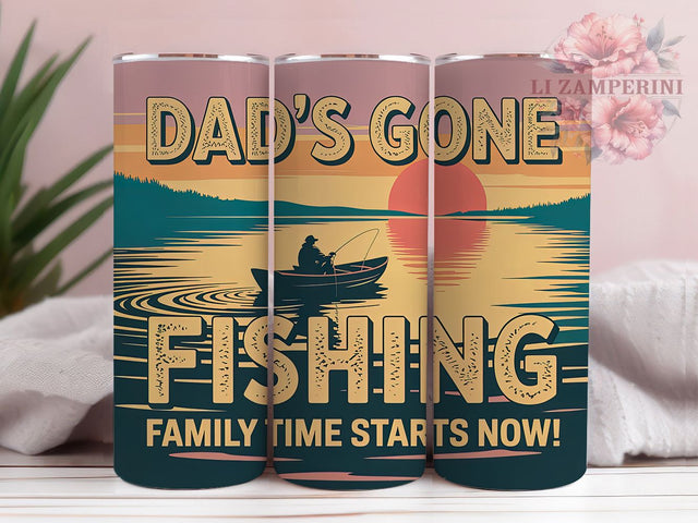 Dad’s Gone Fishing 20oz Tumbler, Dad's Gone Fishing, Family Time, Outdoor Adventure, 20oz Tumbler Wrap, PNG Sublimation Design, Gift For Dad Sublimation Li Zamperini 