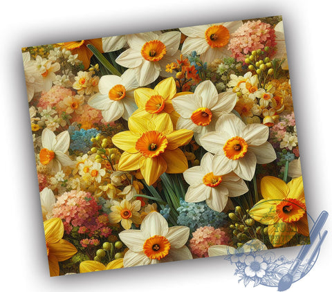 Daffodil Flowers 20oz Skinny Tumbler PNG, Daffodil Tumbler Sublimation Wrap, Straight & Tapered Tumbler Wrap, Instant Digital Download Sublimation ToriDesigns 