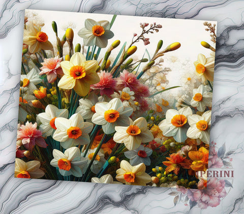 Daffodil Flowers 20oz Tumbler Wrap PNG, Flowers Tumbler PNG Sublimation Design, Straight & Tapered Tumbler Wrap, Instant Digital Download Sublimation Li Zamperini 