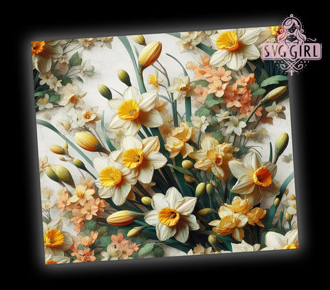 Daffodil Flowers 20oz Tumbler Wrap Sublimation Design, Straight Tapered Tumbler Wrap, Daffodil Tumbler Png, Instant Digital Download Sublimation SvggirlplusArt 