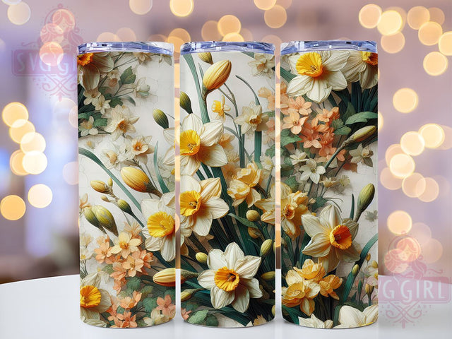 Daffodil Flowers 20oz Tumbler Wrap Sublimation Design, Straight Tapered Tumbler Wrap, Daffodil Tumbler Png, Instant Digital Download Sublimation SvggirlplusArt 