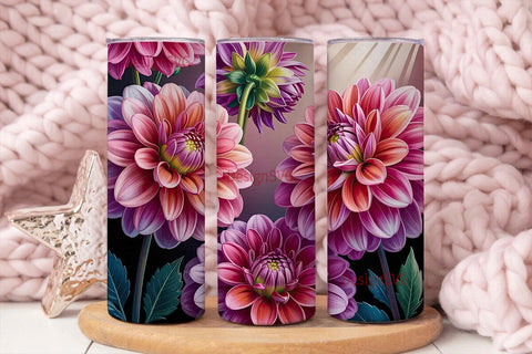 Dahlia Bloom 20oz Tumbler Wrap Sublimation DesignSVG 