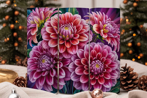 Dahlia Bloom 20oz Tumbler Wrap Sublimation DesignSVG 