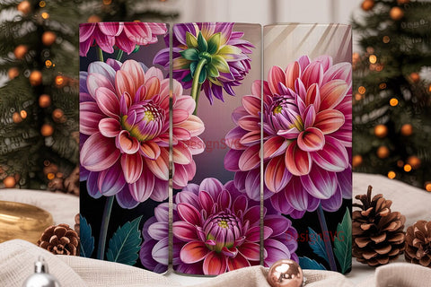 Dahlia Bloom 20oz Tumbler Wrap Sublimation DesignSVG 