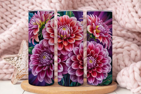 Dahlia Bloom 20oz Tumbler Wrap Sublimation DesignSVG 