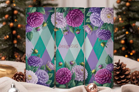 Dahlia Dreams 20oz Tumbler Wrap Sublimation DesignSVG 