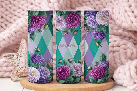 Dahlia Dreams 20oz Tumbler Wrap Sublimation DesignSVG 
