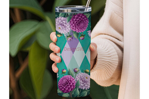 Dahlia Dreams 20oz Tumbler Wrap Sublimation DesignSVG 