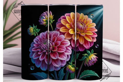 Dahlia Dreams 20oz Tumbler Wrap Sublimation sassyprint 