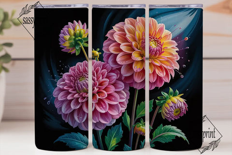 Dahlia Dreams 20oz Tumbler Wrap Sublimation sassyprint 
