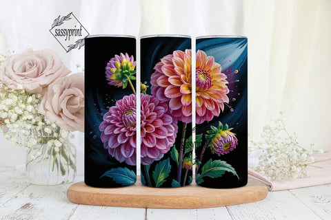 Dahlia Dreams 20oz Tumbler Wrap Sublimation sassyprint 