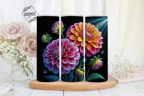 Dahlia Dreams 20oz Tumbler Wrap Sublimation sassyprint 
