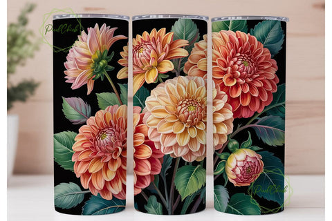 Dahlia & Eucalyptus 20oz Tumbler Wrap Sublimation PixelChick 