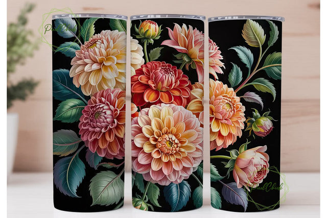 Dahlia & Eucalyptus 20oz Tumbler Wrap Sublimation PixelChick 