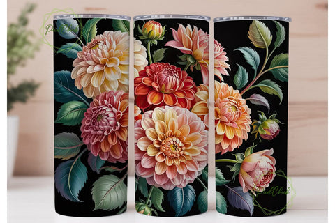 Dahlia & Eucalyptus 20oz Tumbler Wrap Sublimation PixelChick 
