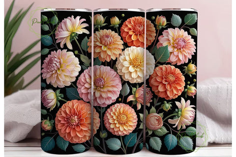 Dahlia & Eucalyptus 20oz Tumbler Wrap Sublimation PixelChick 