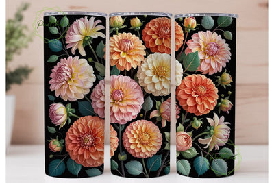 Dahlia & Eucalyptus 20oz Tumbler Wrap Sublimation PixelChick 