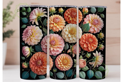 Dahlia & Eucalyptus 20oz Tumbler Wrap Sublimation PixelChick 