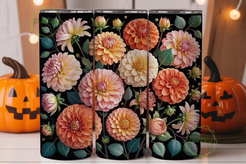 Dahlia & Eucalyptus 20oz Tumbler Wrap Sublimation PixelChick 