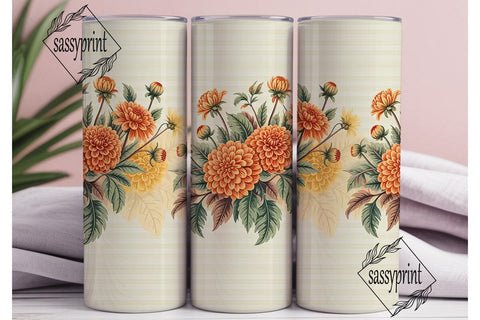 Dahlia & Stripes 20oz Tumbler Wrap Sublimation sassyprint 