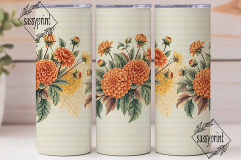 Dahlia & Stripes 20oz Tumbler Wrap Sublimation sassyprint 