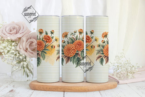 Dahlia & Stripes 20oz Tumbler Wrap Sublimation sassyprint 