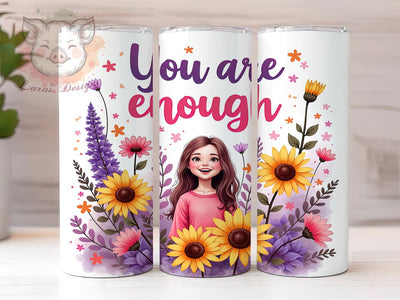 Daily Affirmations 20 oz Skinny Tumbler Sublimation Design, Straight & Tapered Tumbler Png, Floral Self Love Tumbler Png, Digital Download PNG Sublimation Lara' s Designs 