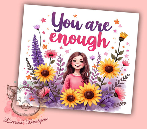 Daily Affirmations 20 oz Skinny Tumbler Sublimation Design, Straight & Tapered Tumbler Png, Floral Self Love Tumbler Png, Digital Download PNG Sublimation Lara' s Designs 