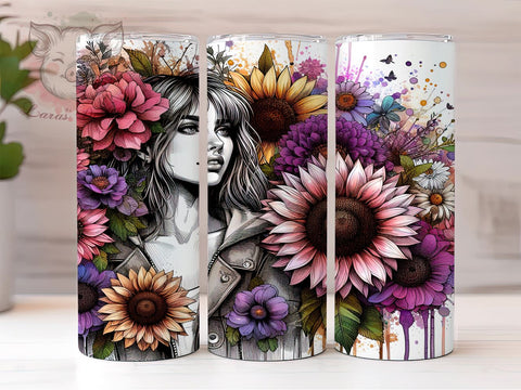 Daily Affirmations 20 oz Skinny Tumbler Sublimation Design, Straight & Tapered Tumbler Png, Floral Self Love Tumbler Png, Digital Download PNG Sublimation Lara' s Designs 
