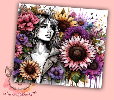 Daily Affirmations 20 oz Skinny Tumbler Sublimation Design, Straight & Tapered Tumbler Png, Floral Self Love Tumbler Png, Digital Download PNG Sublimation Lara' s Designs 
