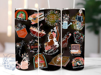 Daily Affirmations 20oz Skinny Tumbler, Grow Positive Thoughts Tumbler Png, Straight & Tapered Tumbler Wrap, Instant Digital Download Sublimation ToriDesigns 
