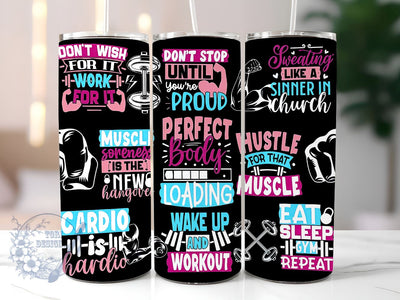 Daily Affirmations 20oz Skinny Tumbler, Gym Motivational Affirmations Tumbler Png, Straight & Tapered Tumbler Wrap, Instant Digital Download Sublimation ToriDesigns 