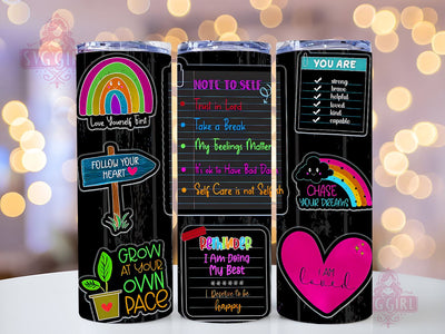 Daily Affirmations 20oz Tumbler Wrap Sublimation Design, Straight Tapered Tumbler Wrap, Self Love Tumbler Png, Instant Digital Download Sublimation SvggirlplusArt 
