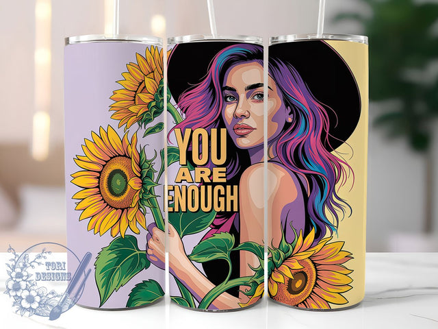Daily Affirmations Enough 20oz Tumbler, You Are Enough, Sublimation Wrap, 20oz Tumbler Design, Self Love Gift, PNG Tumbler Wrap, Positive Quote Sublimation ToriDesigns 