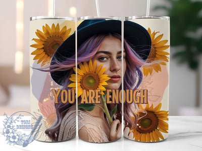 Daily Affirmations Enough 20oz Tumbler, You Are Enough, Sublimation Wrap, 20oz Tumbler Design, Self Love Gift, PNG Tumbler Wrap, Positive Quote Sublimation ToriDesigns 