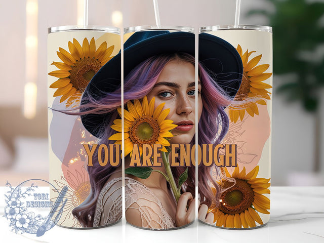 Daily Affirmations Enough 20oz Tumbler, You Are Enough, Sublimation Wrap, 20oz Tumbler Design, Self Love Gift, PNG Tumbler Wrap, Positive Quote Sublimation ToriDesigns 