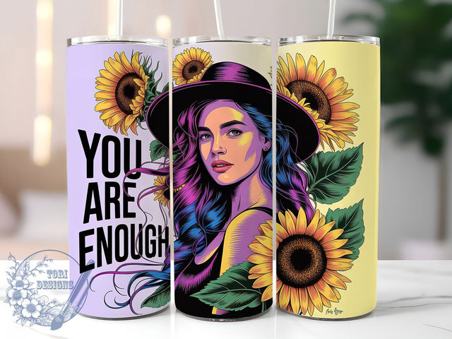 Daily Affirmations Enough 20oz Tumbler, You Are Enough, Sublimation Wrap, 20oz Tumbler Design, Self Love Gift, PNG Tumbler Wrap, Positive Quote Sublimation ToriDesigns 