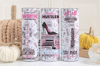 Daily Affirmations Girl Boss 20 oz Skinny Tumbler Wrap PNG Inspiration Quote, Motivational Digital Download Design for Boss Babes Sublimation BouDesign 