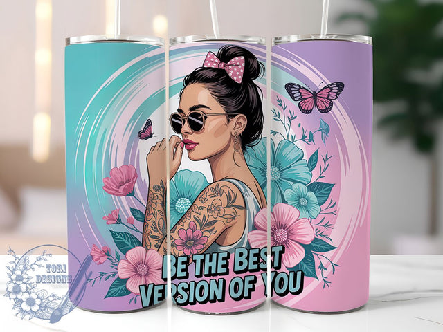 Daily Affirmations Motivational Tumbler, Be The Best Version Of You Design, Motivational Quote Sublimation, 20oz Skinny Tumbler Wrap, Positive Message Drinkware, Inspirational Sublimation Wrap Sublimation ToriDesigns 