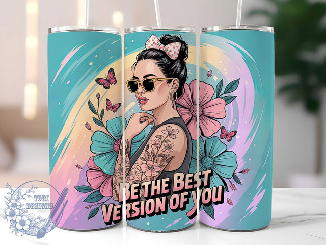 Daily Affirmations Motivational Tumbler, Be The Best Version Of You Design, Motivational Quote Sublimation, 20oz Skinny Tumbler Wrap, Positive Message Drinkware, Inspirational Sublimation Wrap Sublimation ToriDesigns 
