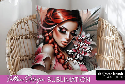 Daily Affirmations Pillow Cover, Floral Pillow Sublimation Sublimation OrangeBrushStudio 