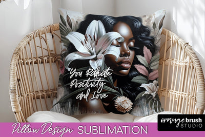 Daily Affirmations Pillow Cover, Floral Pillow Sublimation Sublimation OrangeBrushStudio 