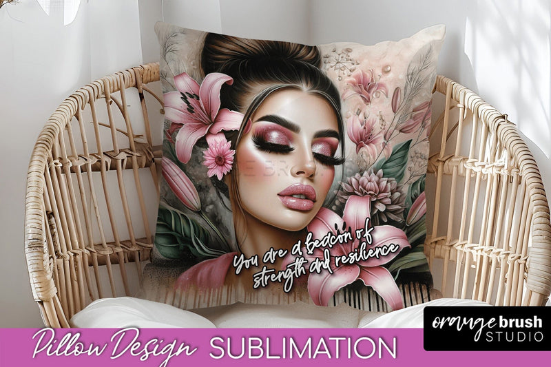 Daily Affirmations Pillow Cover, Floral Pillow Sublimation Sublimation OrangeBrushStudio 