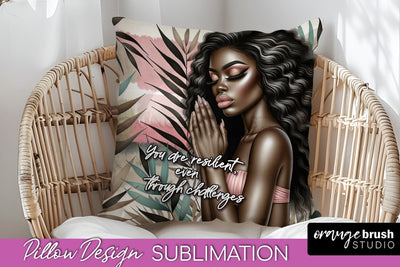 Daily Affirmations Pillow Cover, Floral Pillow Sublimation Sublimation OrangeBrushStudio 