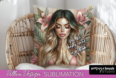 Daily Affirmations Pillow Cover, Floral Pillow Sublimation Sublimation OrangeBrushStudio 