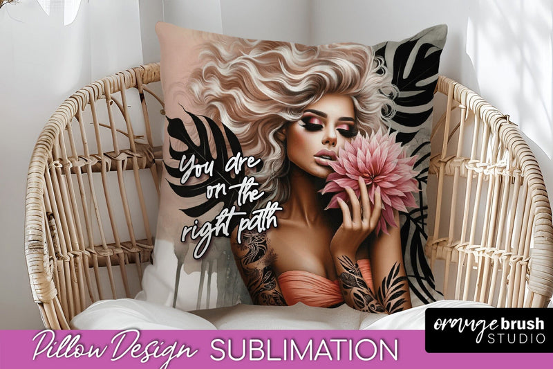 Daily Affirmations Pillow Cover, Floral Pillow Sublimation Sublimation OrangeBrushStudio 