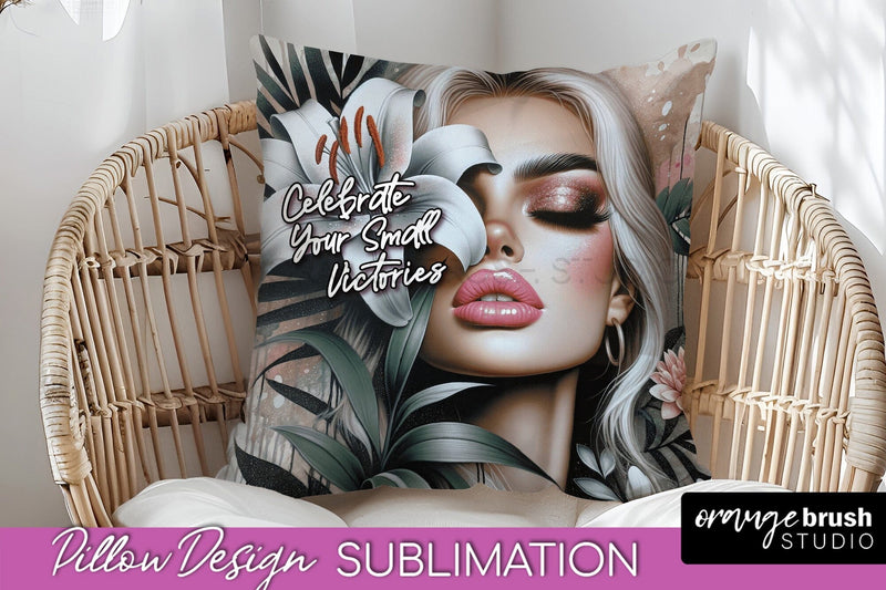 Daily Affirmations Pillow Cover, Floral Pillow Sublimation Sublimation OrangeBrushStudio 