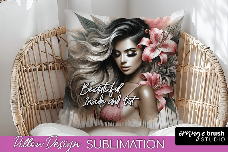 Daily Affirmations Pillow Cover, Floral Pillow Sublimation Sublimation OrangeBrushStudio 
